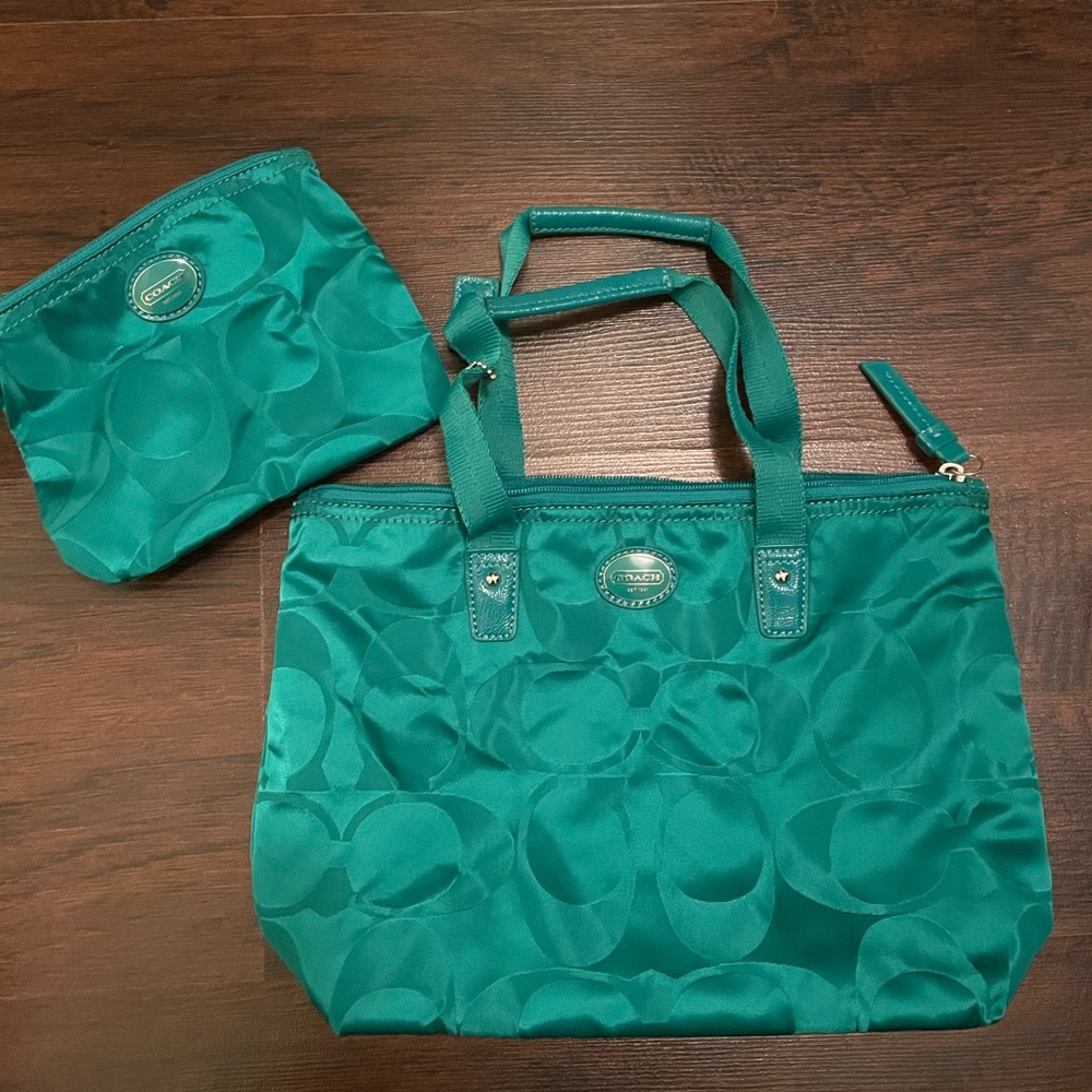 Coach small travel bag and matching wristlet